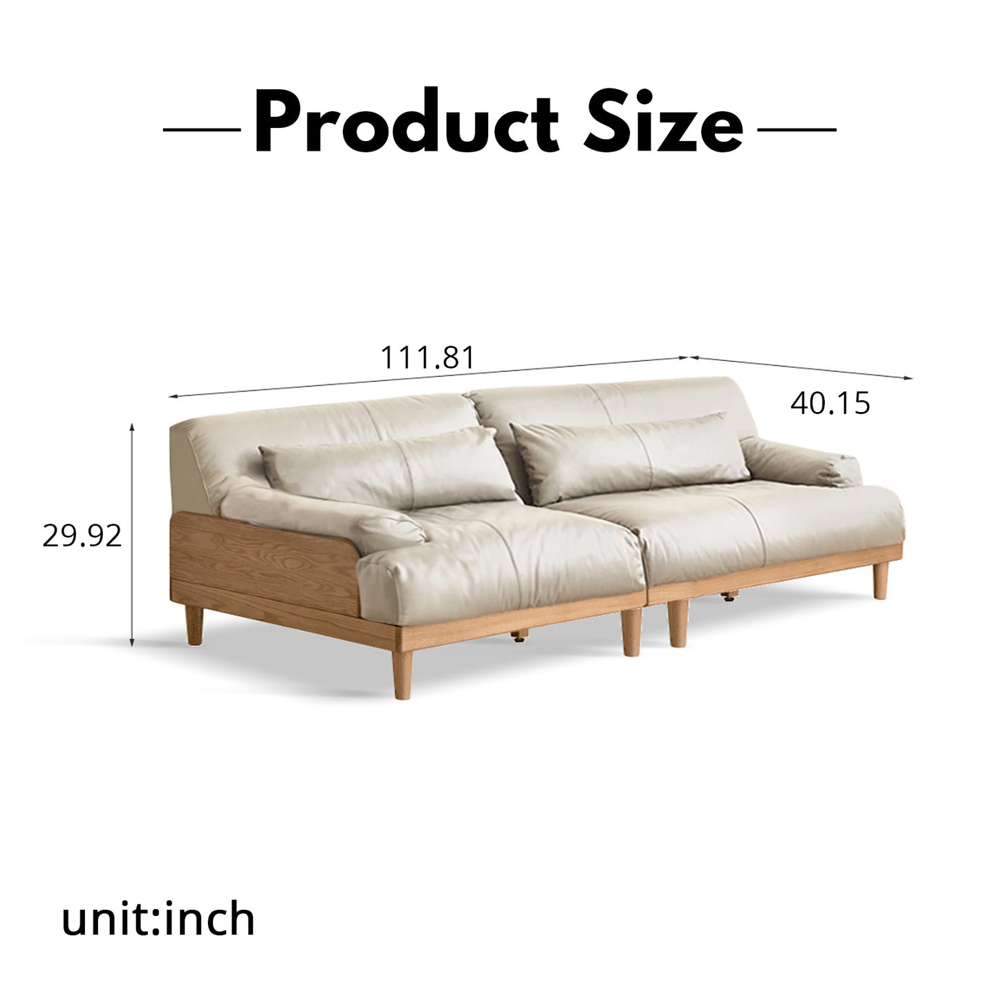 Modern Minimalist Solid Wood Sofa – Oak Fabric Down Sofa for Japanese Living Rooms and Small Spaces