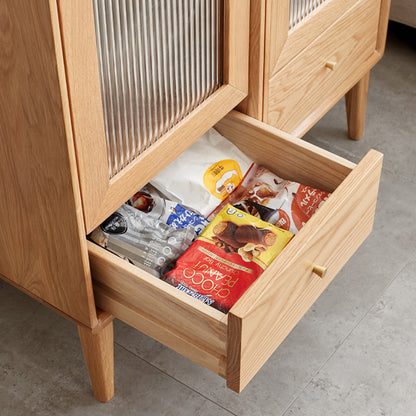 100% Solid Oak Wood Sideboard (Natural)-LD