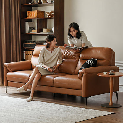 Italian Minimalist Genuine Leather Sofa – Modern Luxury Top-Grain Cowhide for Home Living