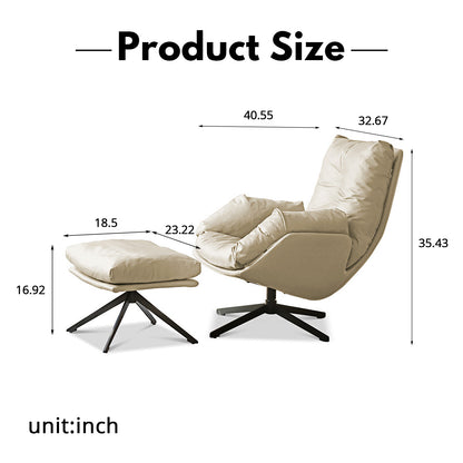 Organic Silicone Leather Swivel Chair - Italian-Inspired Accent Chair with Goose Down Cushion & Cat-Proof Design