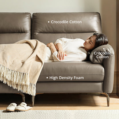 Italian Minimalist Genuine Leather Sofa – Modern Luxury Top-Grain Cowhide for Home Living