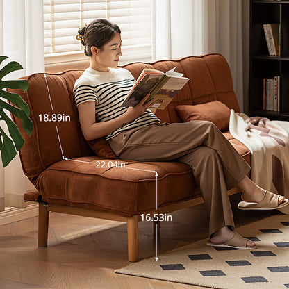 Mid-Century Convertible Sofa Bed - Dual-Function Corduroy Upholstery with Solid Wood Frame