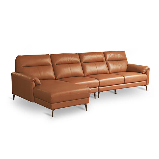 Italian Minimalist Genuine Leather Sofa – Modern Luxury Top-Grain Cowhide for Home Living