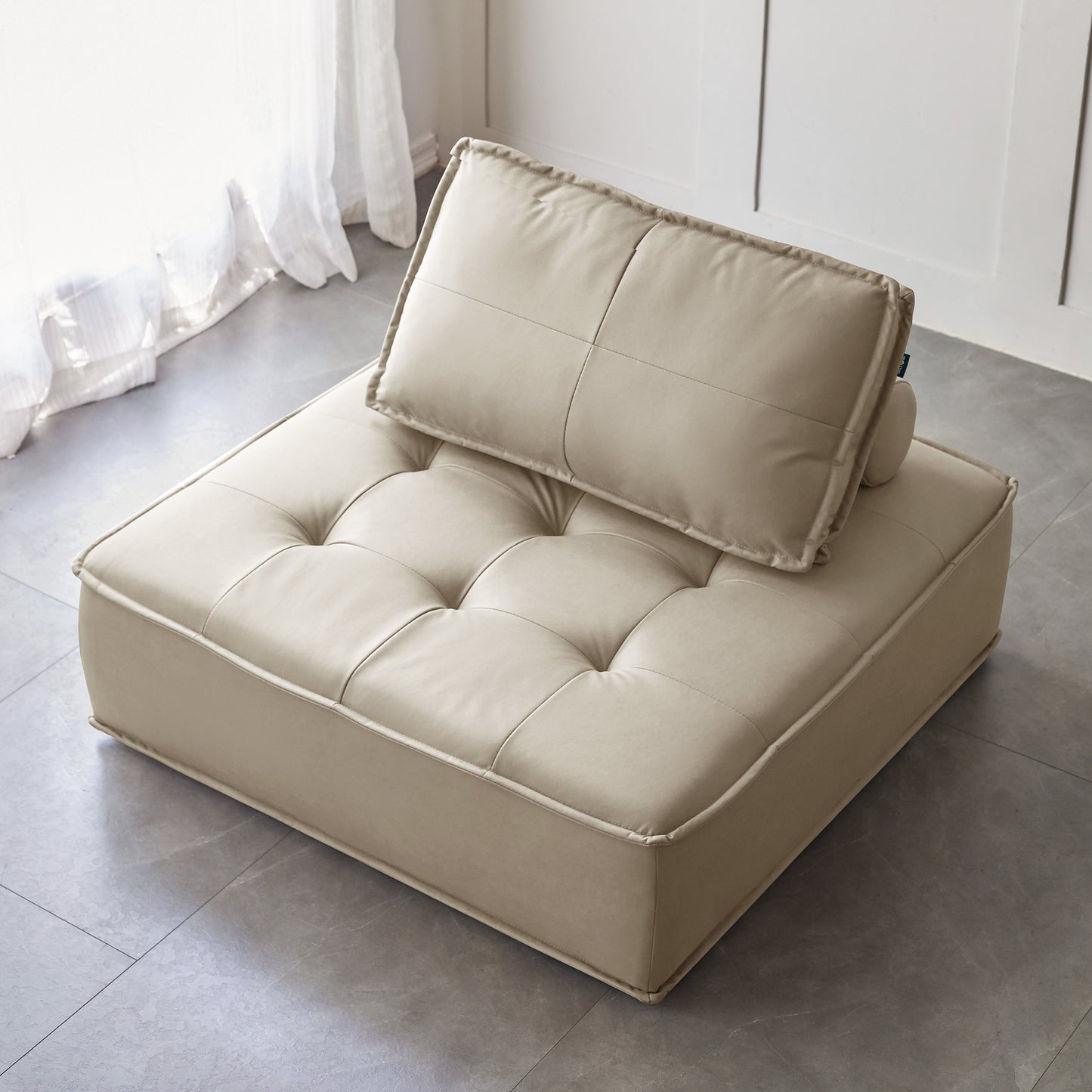 Single Leather Sofa Bed (White)