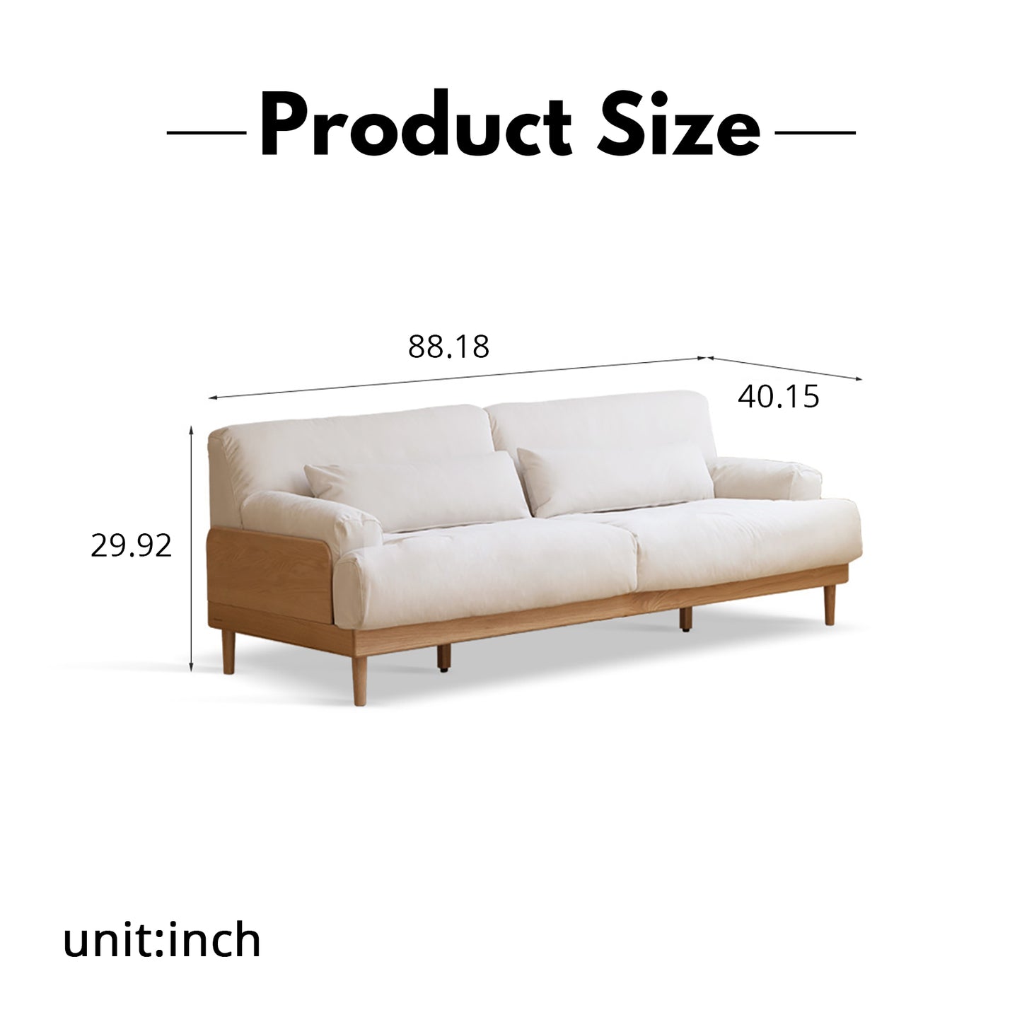 Modern Minimalist Solid Wood Sofa – Oak Fabric Down Sofa for Japanese Living Rooms and Small Spaces