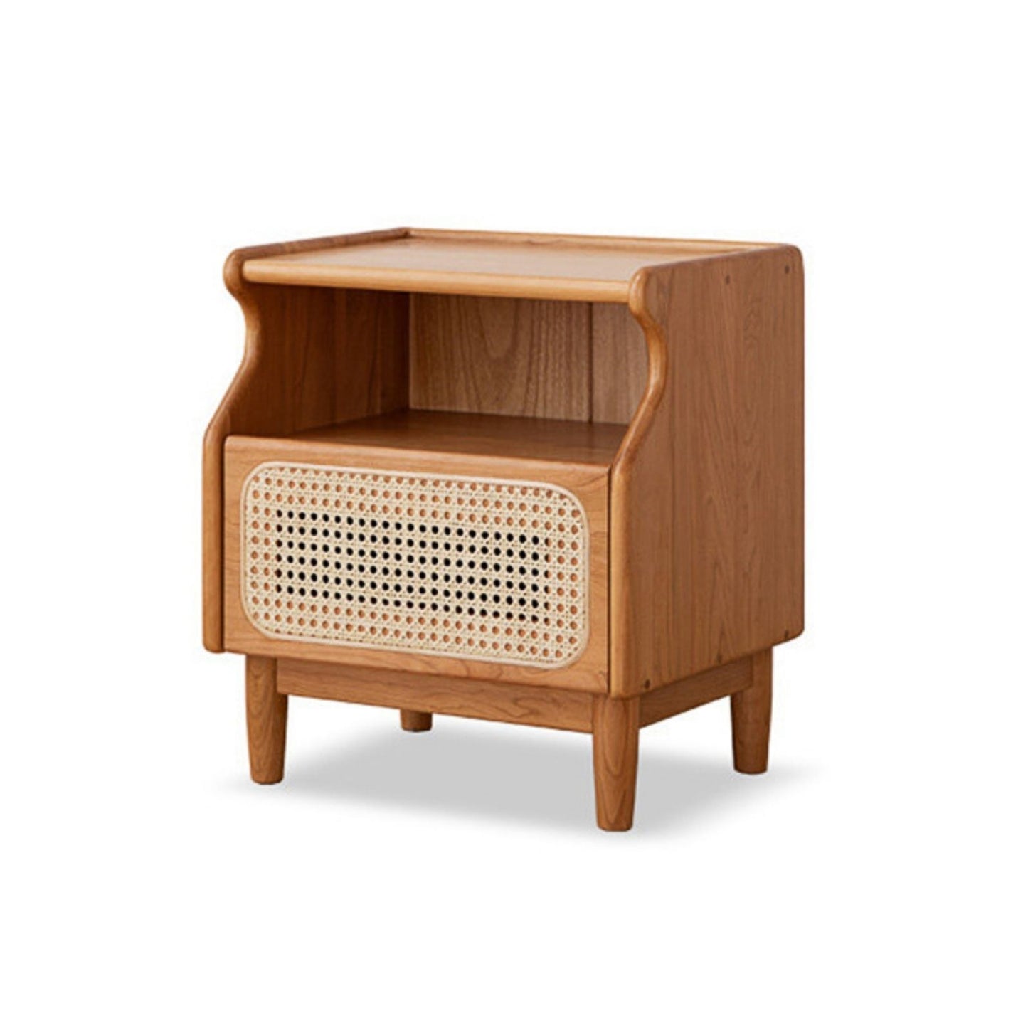 100%  Sold Wood Modern Rattan Nightstand (Natural)