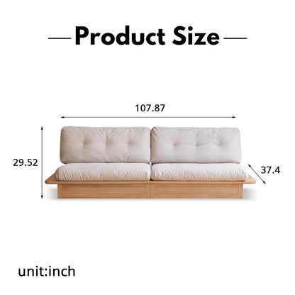 Solid Wood Fabric Sofa – Modern Minimalist Oak Storage Sofa for Small Living Rooms