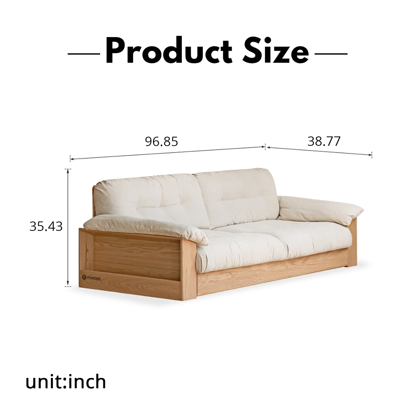 All-Solid Wood Storage Sofa – Modern Minimalist Oak Row Sofa for Small Living Rooms