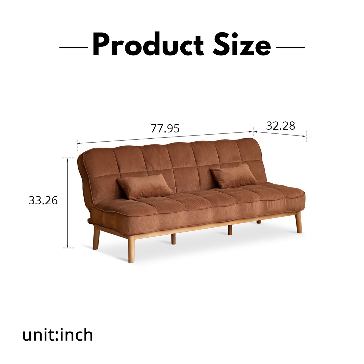 Mid-Century Convertible Sofa Bed - Dual-Function Corduroy Upholstery with Solid Wood Frame