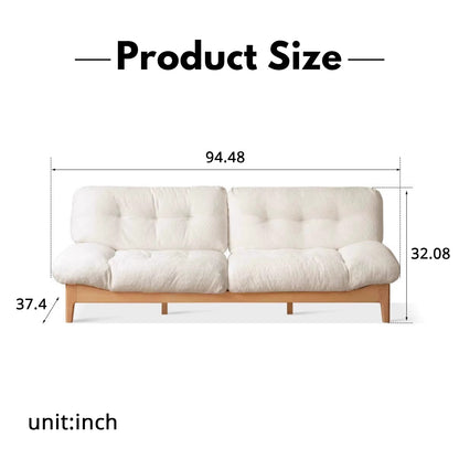 Modern Minimalist Solid Wood Sofa – Oak Living Room Down Sofa for Small Spaces in White Cloud Design