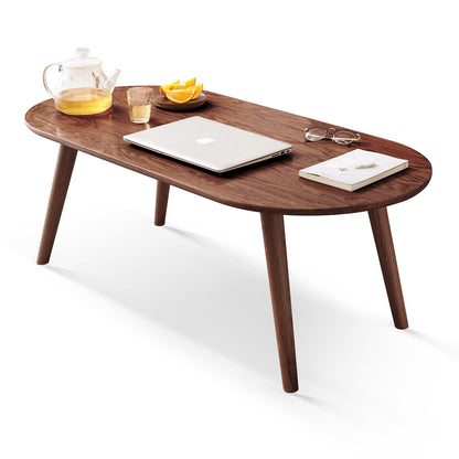 100% Solid Oak Wood Oval Coffee Table (Walnut)