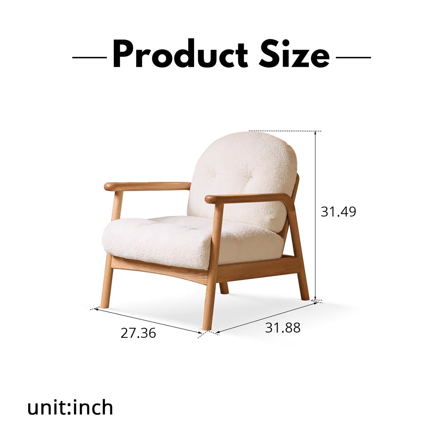 Solid Wood Lounge Chair - Modern Minimalist Design with Washable Fabric & Oak Frame