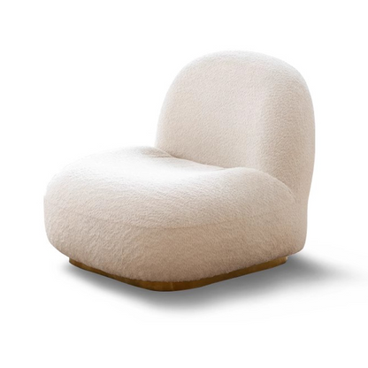 Lambswool Bean Bag Chair Lounge Sofa  360° Swivel (White)