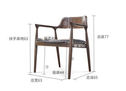 Arm Chair Walnut Finish Hiroshima Chair Walnut Color (Cotton and Linen /PU Material)