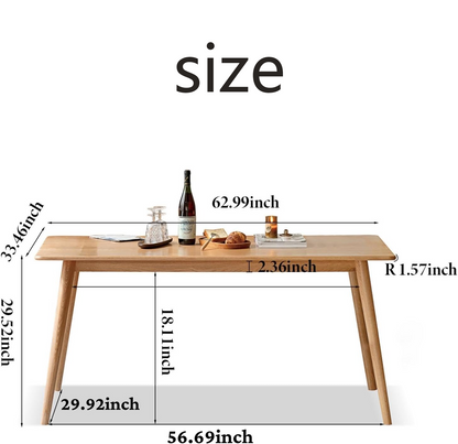 100% Solid Wood Dining Table Kitchen Table with Rounded Corner (Natural)