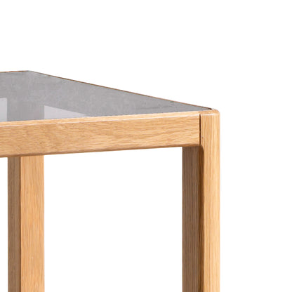 100% Solid Wood End Table with Tempered Glass (Natural)