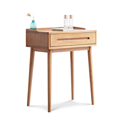 100% Solid Oak Dressing Table Wood Grain with Storage Drawer (Natural)