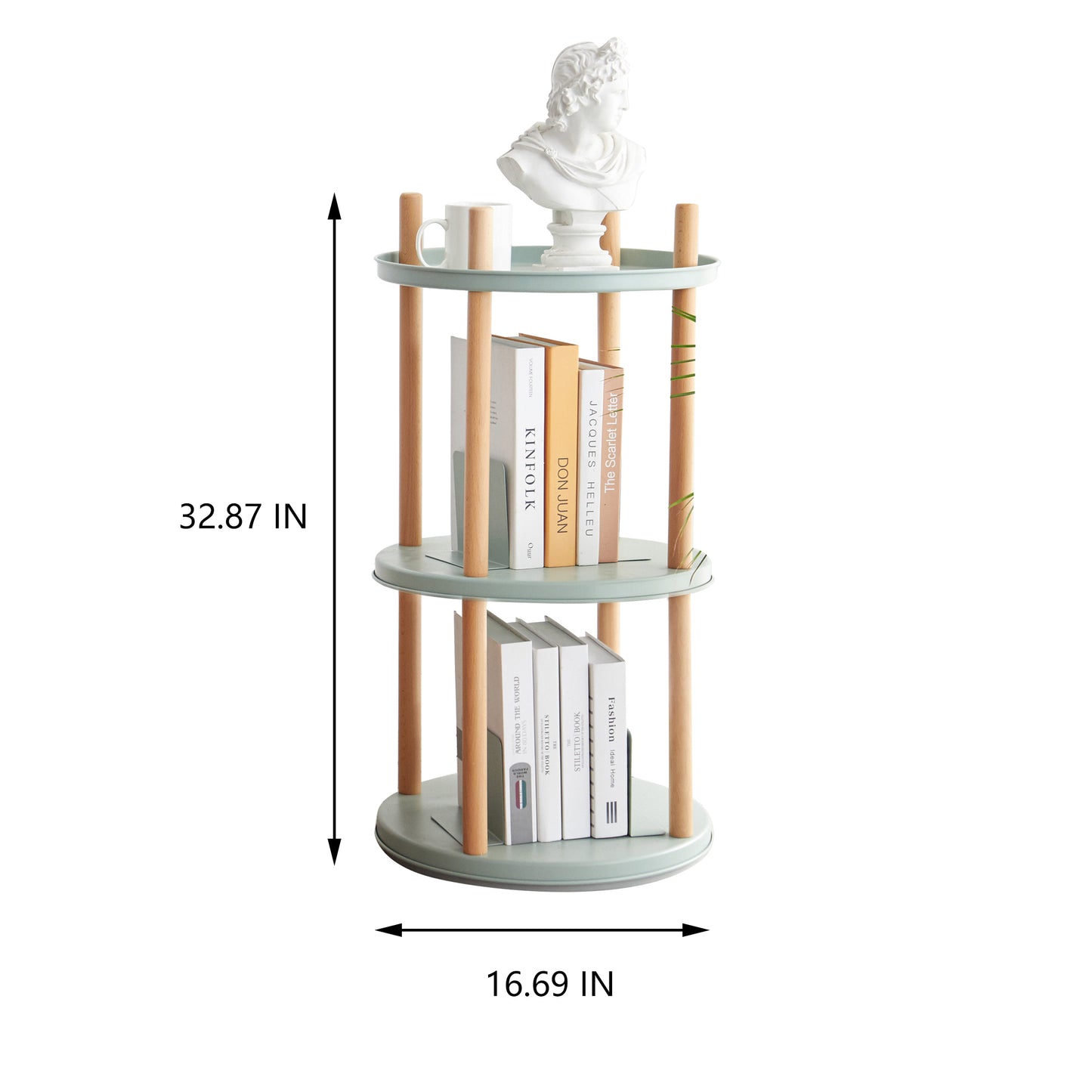 100% Sold Oak 360° Rotating Bookshelf (3 / 4Tier)