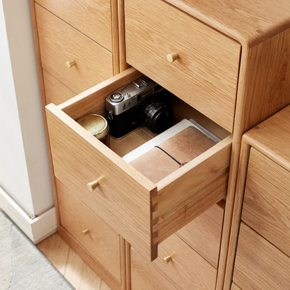 100% Solid Oak Wood Dresser Oak Locker with 4 Drawers Nightstand (Natural)