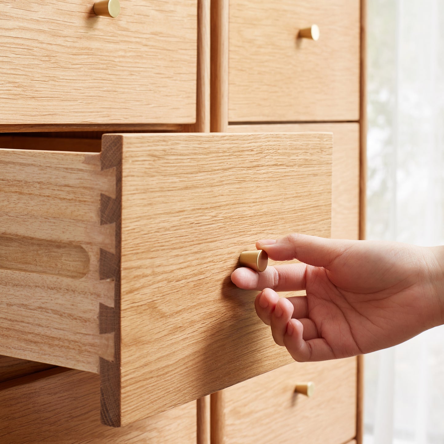 100% Solid Oak Wood Dresser Oak Locker with 4 Drawers Nightstand (Natural)