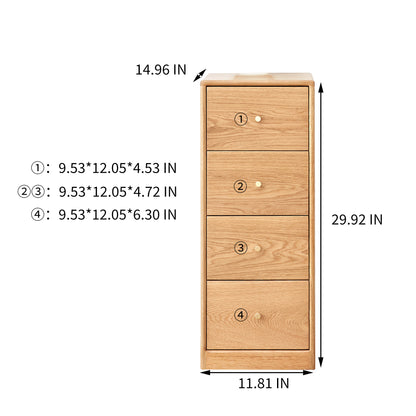 100% Solid Oak Wood Dresser Oak Locker with 4 Drawers Nightstand (Natural)