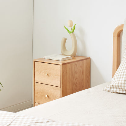 100% Solid Oak Bedside Table Storage Cabinet (Natural)