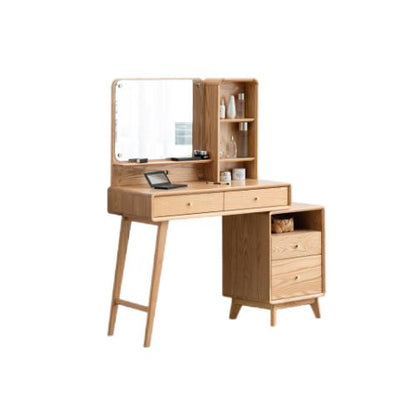 100% Solid Oak Dressing Table With Mirror (Natural)