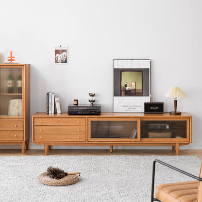 North American Solid Cherry Wood TV Cabinet with Changhong Glass Door