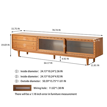 North American Solid Cherry Wood TV Cabinet with Changhong Glass Door