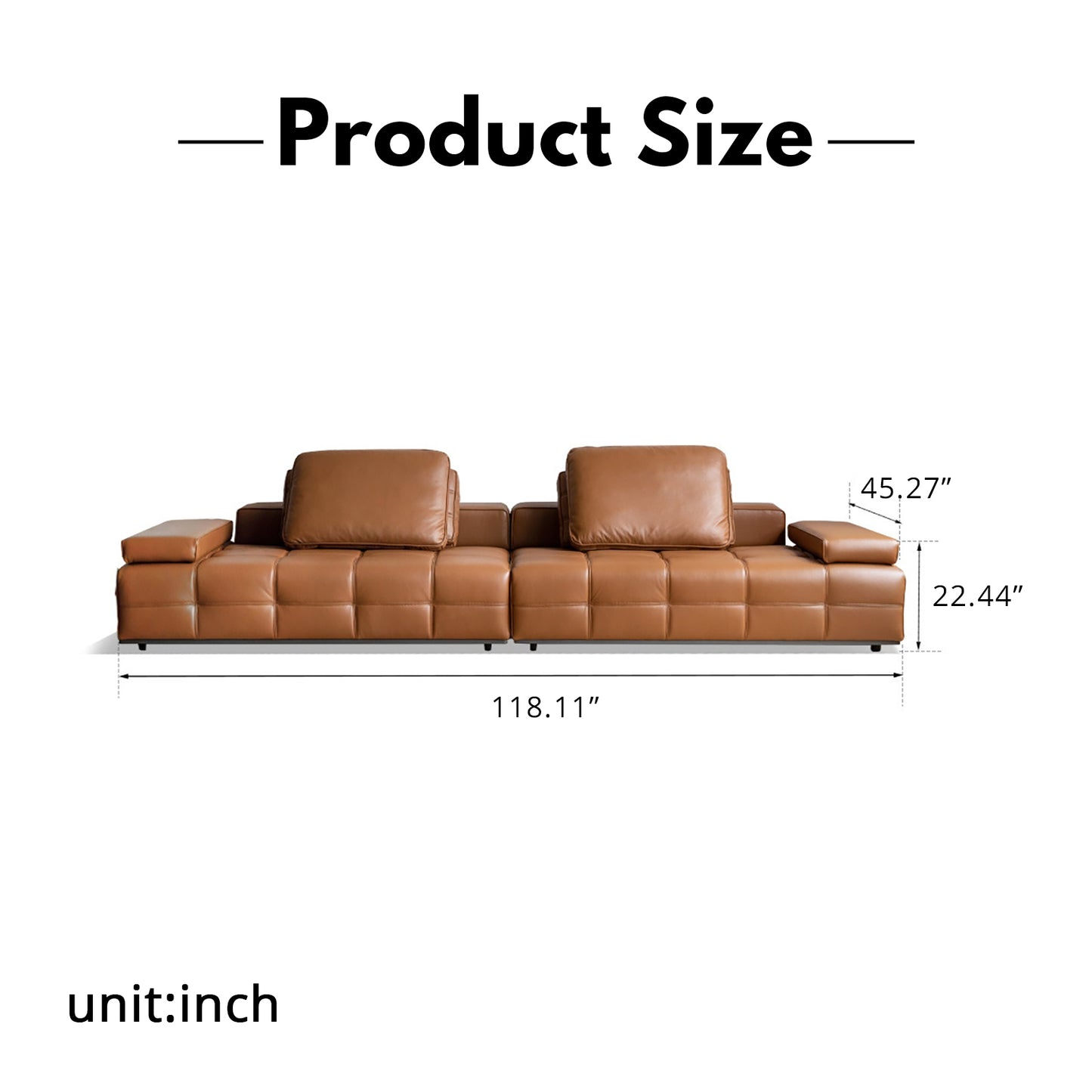 Lawrence Italian Minimalist Black Leather Sofa – Premium Top-Grain Crumple Leather
