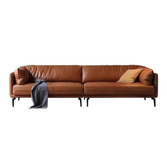 Italian Luxe Genuine Leather Sofa – Top-Grain Cowhide Down Leather Sofa for Compact Living