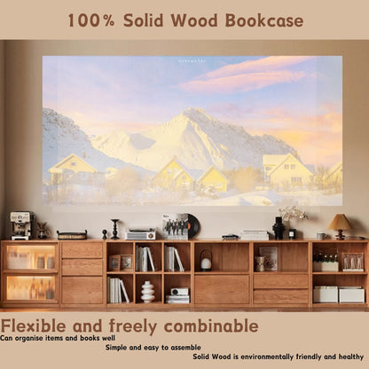 100% Solid Wood Book Shelf Minimalist Freestanding Floor-to-Ceiling Bookcase (Natural)