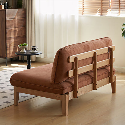 Solid Wood 3-Seater Sofa - Modern Armless Design with Washable Linen Fabric