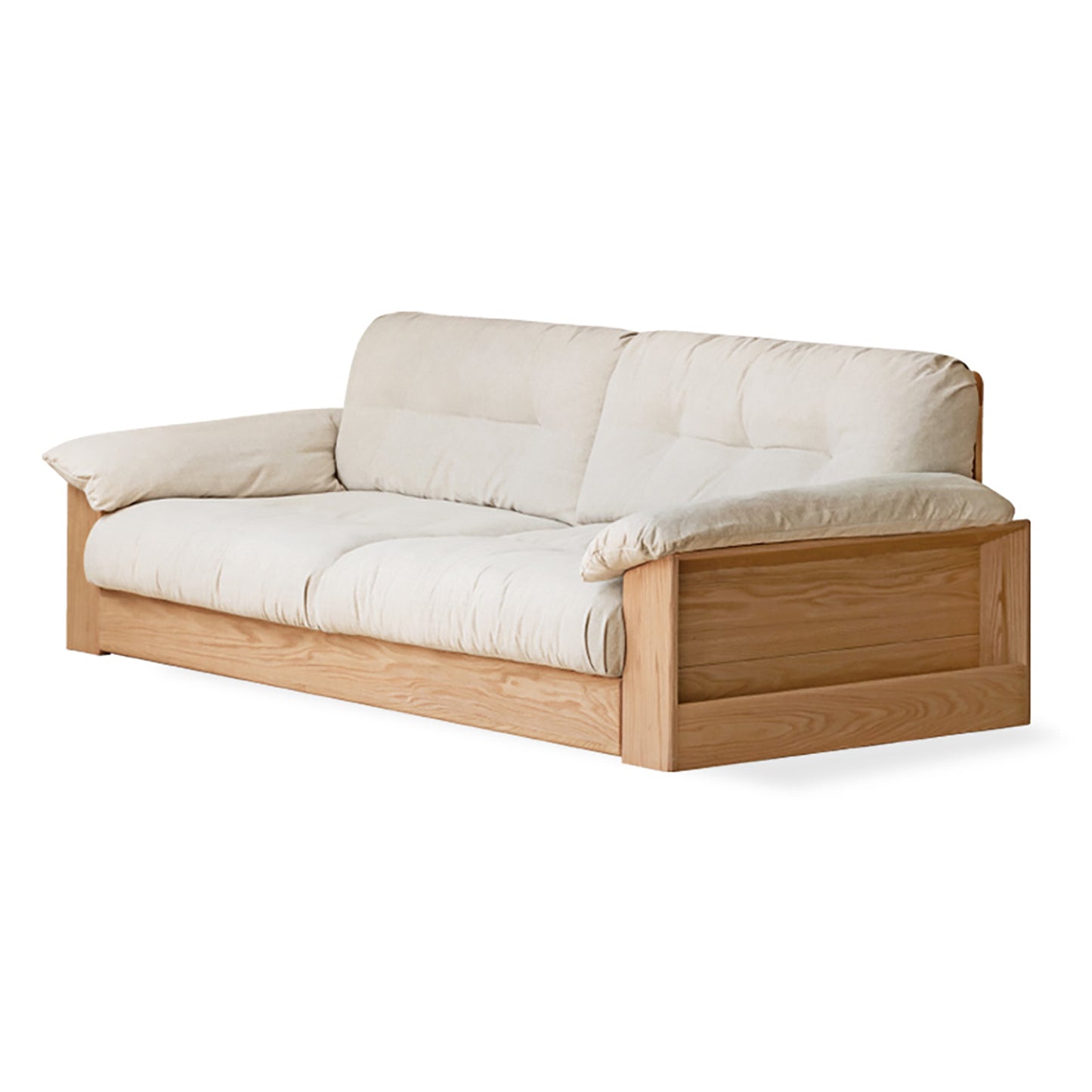 All-Solid Wood Storage Sofa – Modern Minimalist Oak Row Sofa for Small Living Rooms
