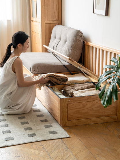 Oak Storage Bench Sofa - Space-Saving Design with 7 Cu.Ft Hidden Compartment