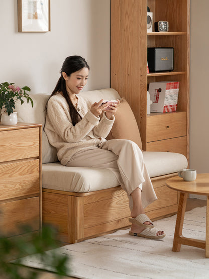 Oak Storage Bench Sofa - Space-Saving Design with 7 Cu.Ft Hidden Compartment