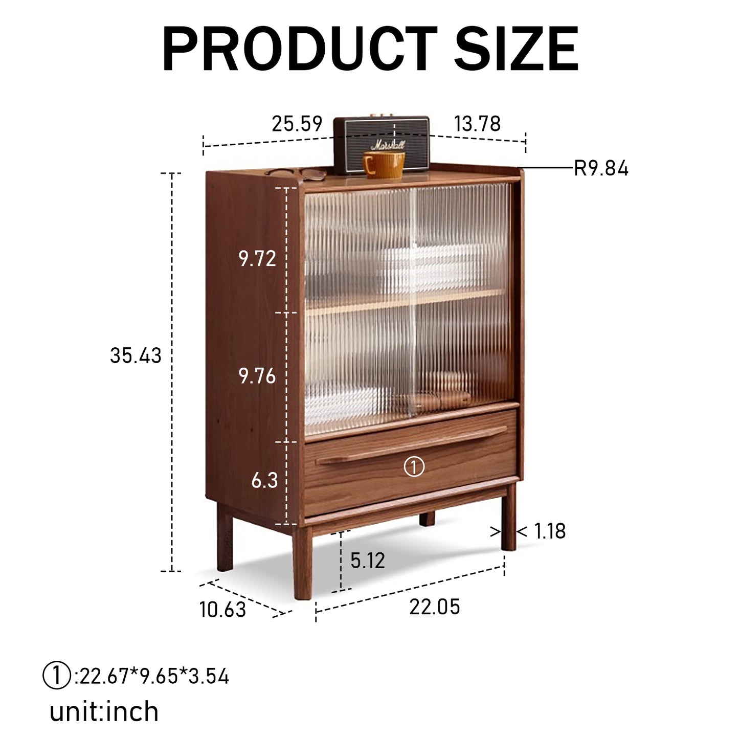 100% Solid Wood Storge Cabinet (Walnut）