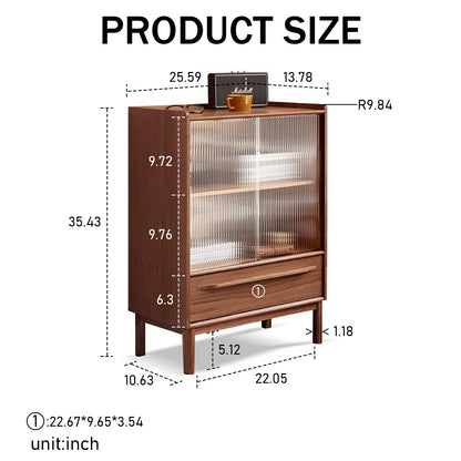 100% Solid Wood Storge Cabinet (Walnut）