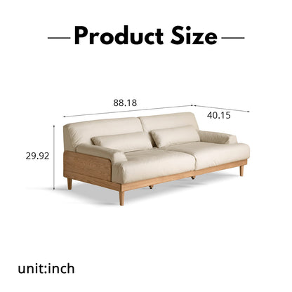 Modern Minimalist Solid Wood Sofa – Oak Fabric Down Sofa for Japanese Living Rooms and Small Spaces