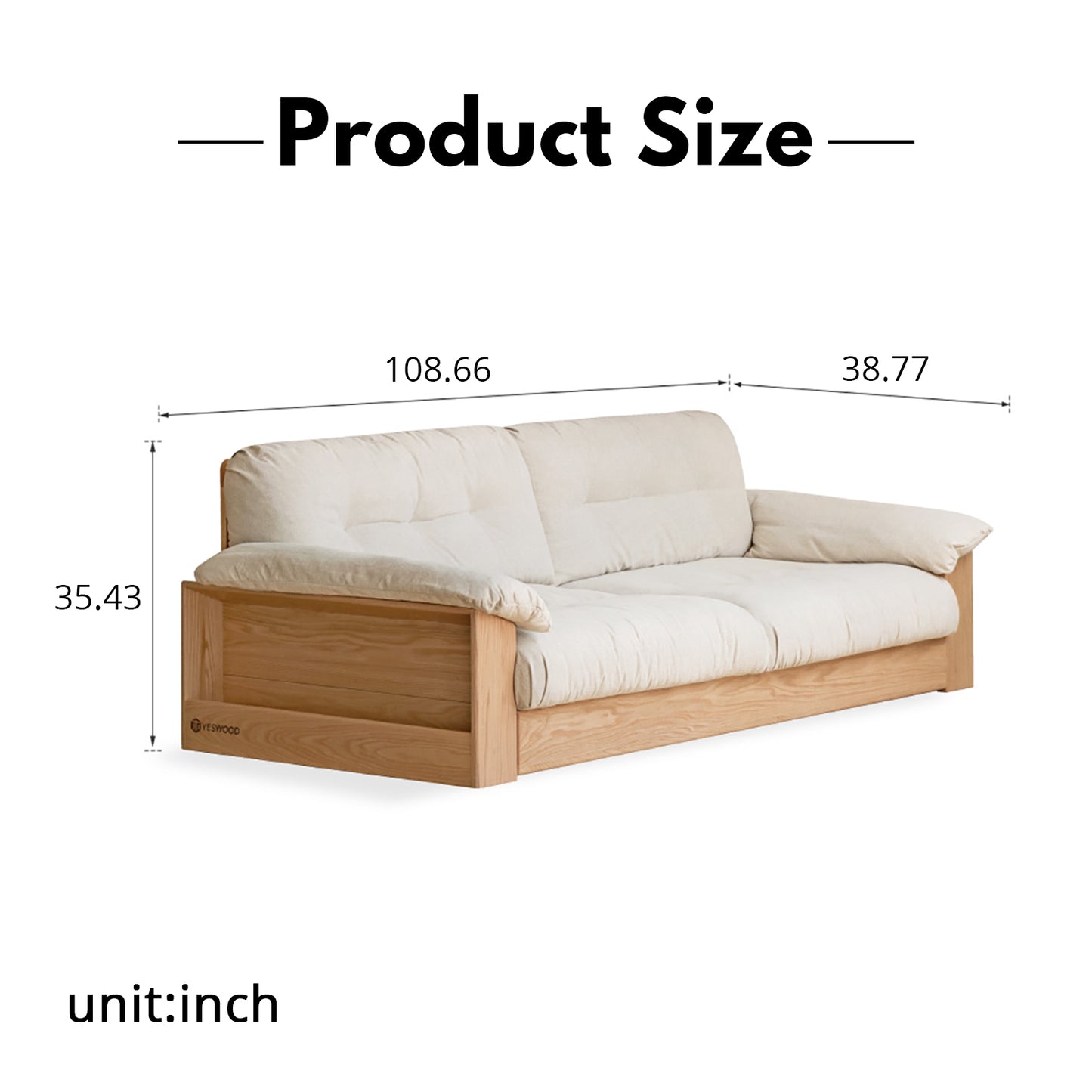 All-Solid Wood Storage Sofa – Modern Minimalist Oak Row Sofa for Small Living Rooms