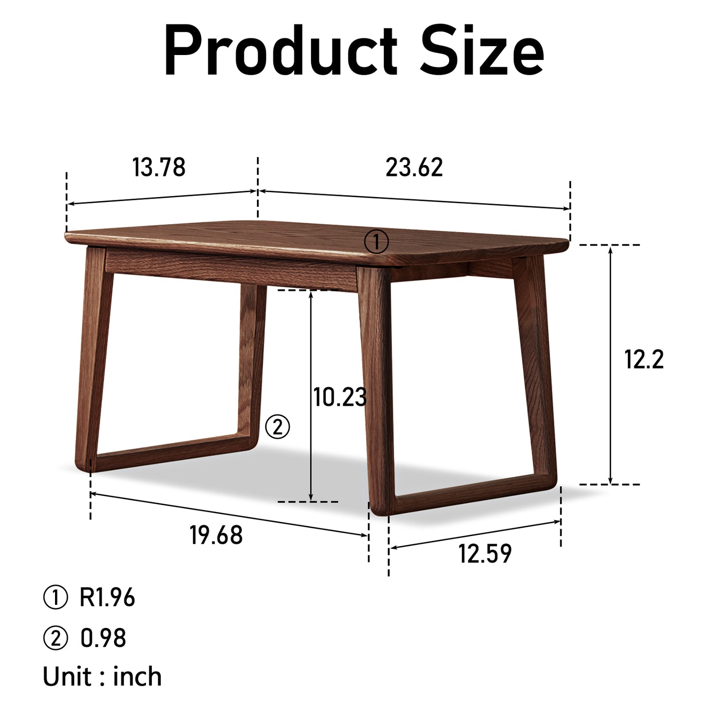 100% Solid Oak Wood Lap Desk (Walnut)