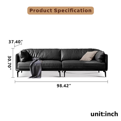 Italian Luxe Genuine Leather Sofa – Top-Grain Cowhide Down Leather Sofa for Compact Living