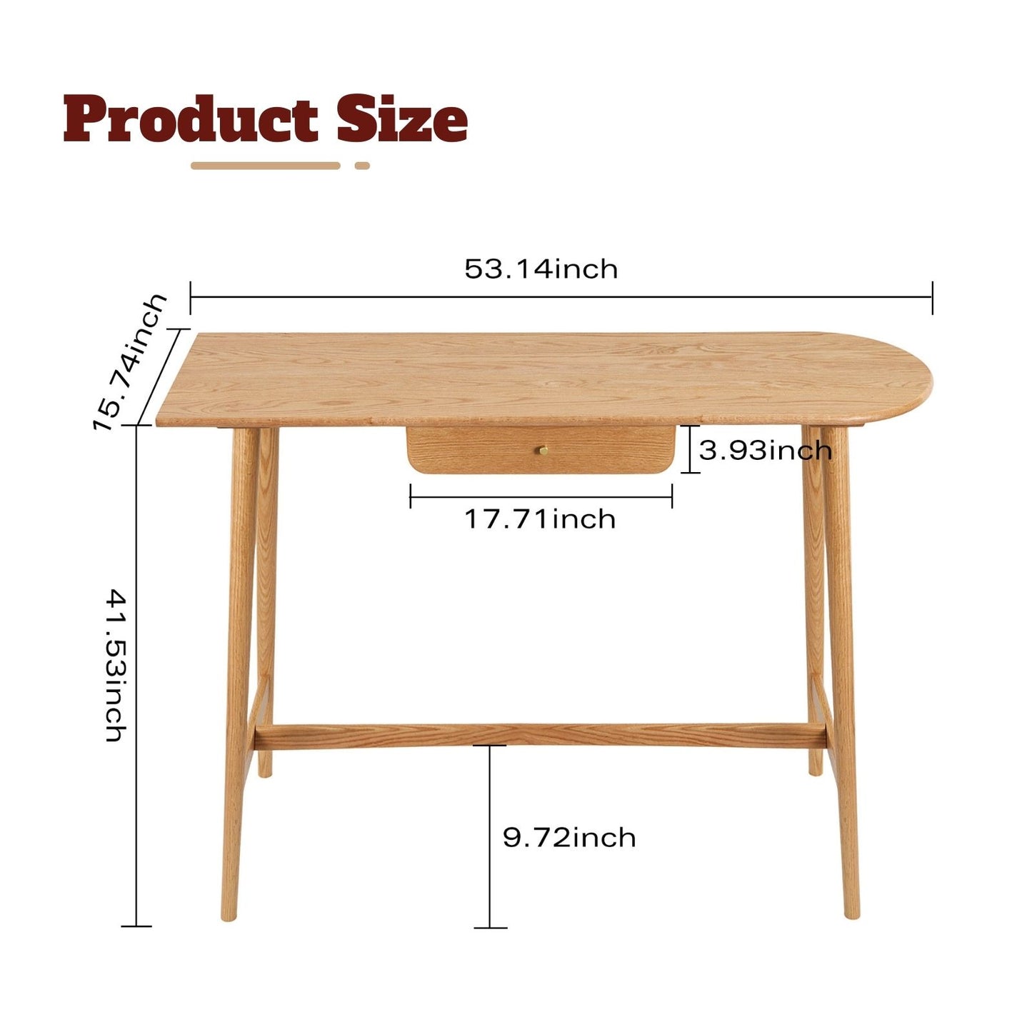 100% Solid 42 Inches Wood Bar Table with Drawers (Natural)