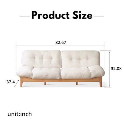 Modern Minimalist Solid Wood Sofa – Oak Living Room Down Sofa for Small Spaces in White Cloud Design