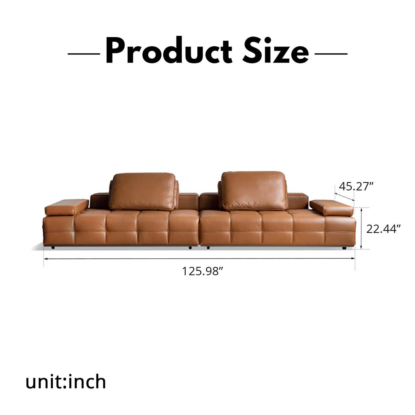 Lawrence Italian Minimalist Black Leather Sofa – Premium Top-Grain Crumple Leather