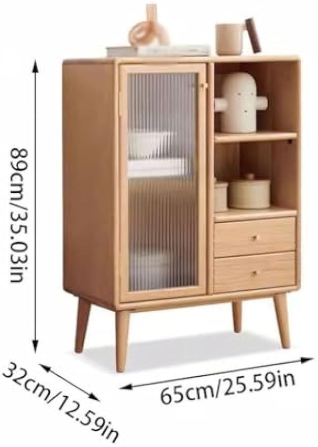 100% Solid Wood Glass Storage Cabinet/Bookcase (Natural)