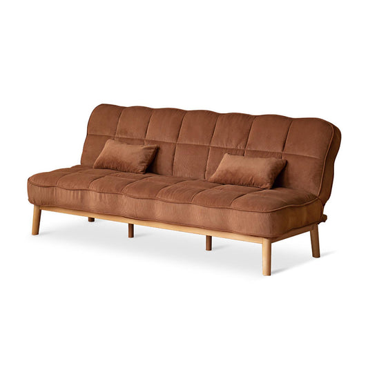 Mid-Century Convertible Sofa Bed - Dual-Function Corduroy Upholstery with Solid Wood Frame