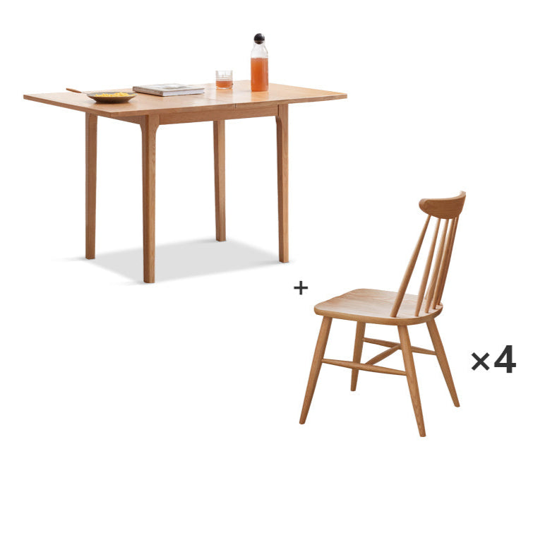 100% Solid Wood Simple Folding Dining Table and Chair Set (Natural)