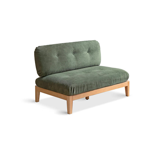 Solid Wood 3-Seater Sofa - Modern Armless Design with Washable Linen Fabric