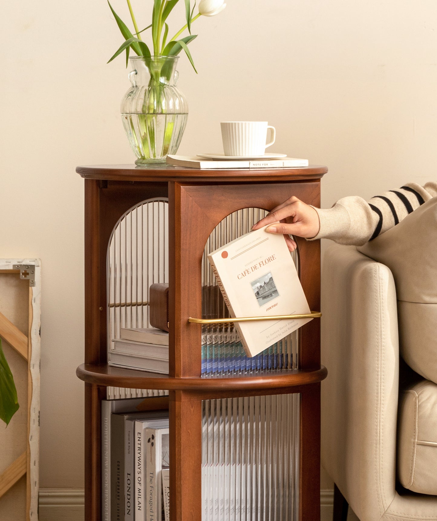 100% Solid Wood Vintage Rotatable Shelf (Walnut)